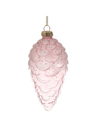 Елочное украшение Шишка, розовое, 8х15 см, стекло, XF24-SC007
