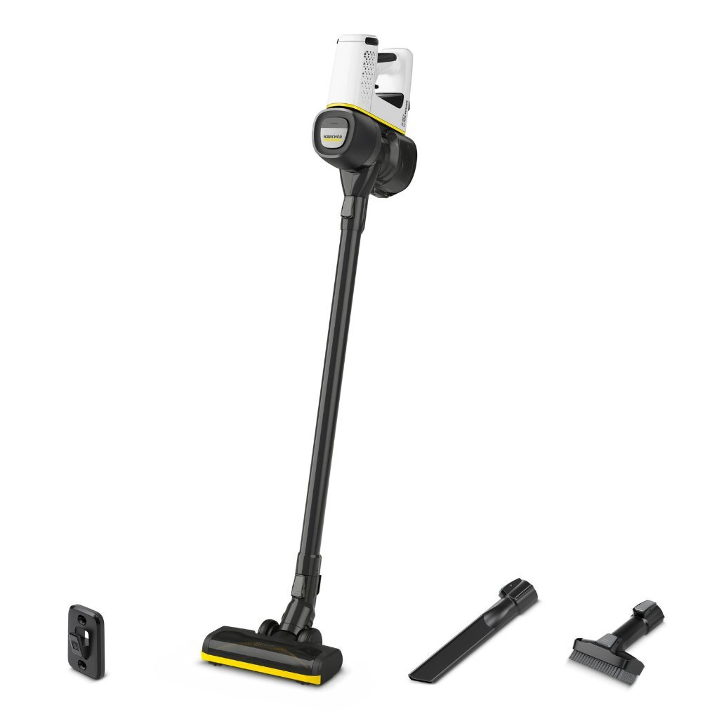 Пылесос аккумуляторный, вертикальный, Karcher, VC 4 Cordless myHome, 140 Вт, с контейнером, 0.65 л, 2.5 А.ч, сухая уборка, белый