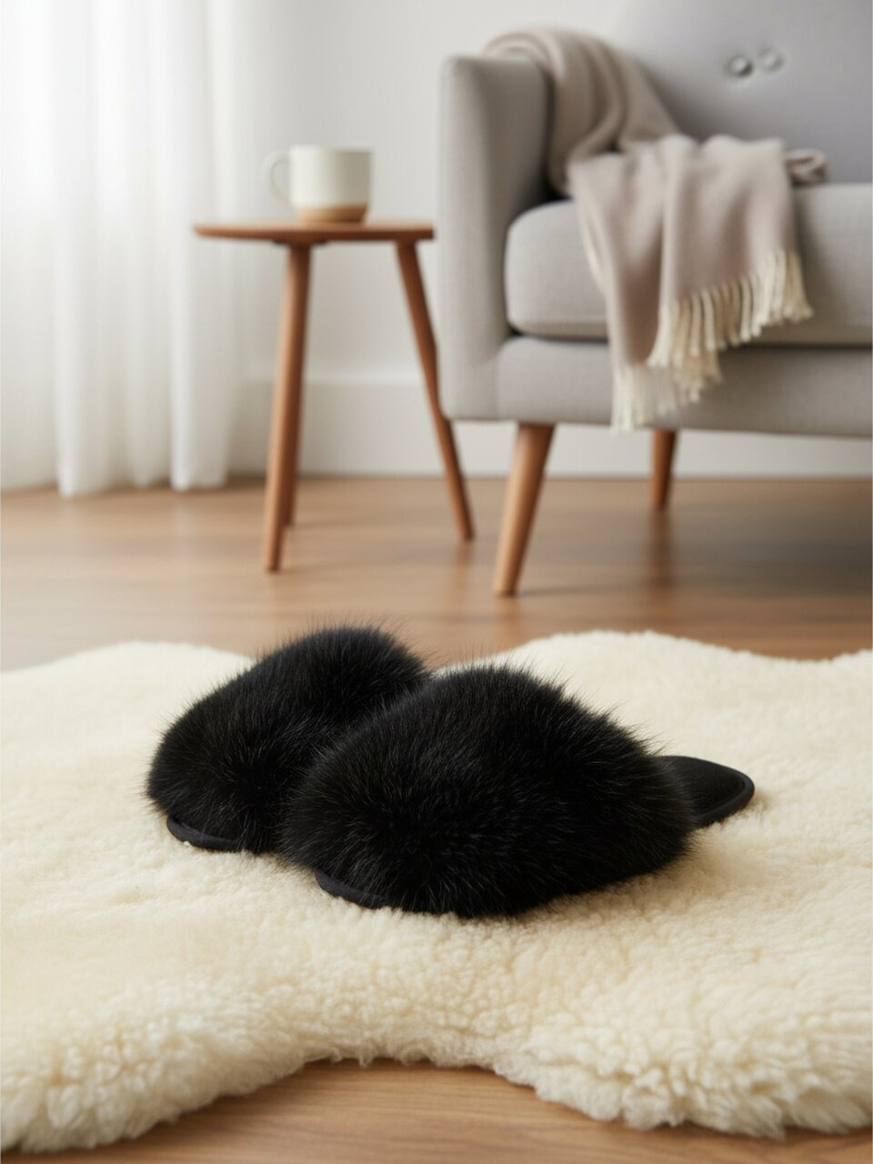 Тапки для женщин, р. 39, песец, меховые, ЛЮКС А