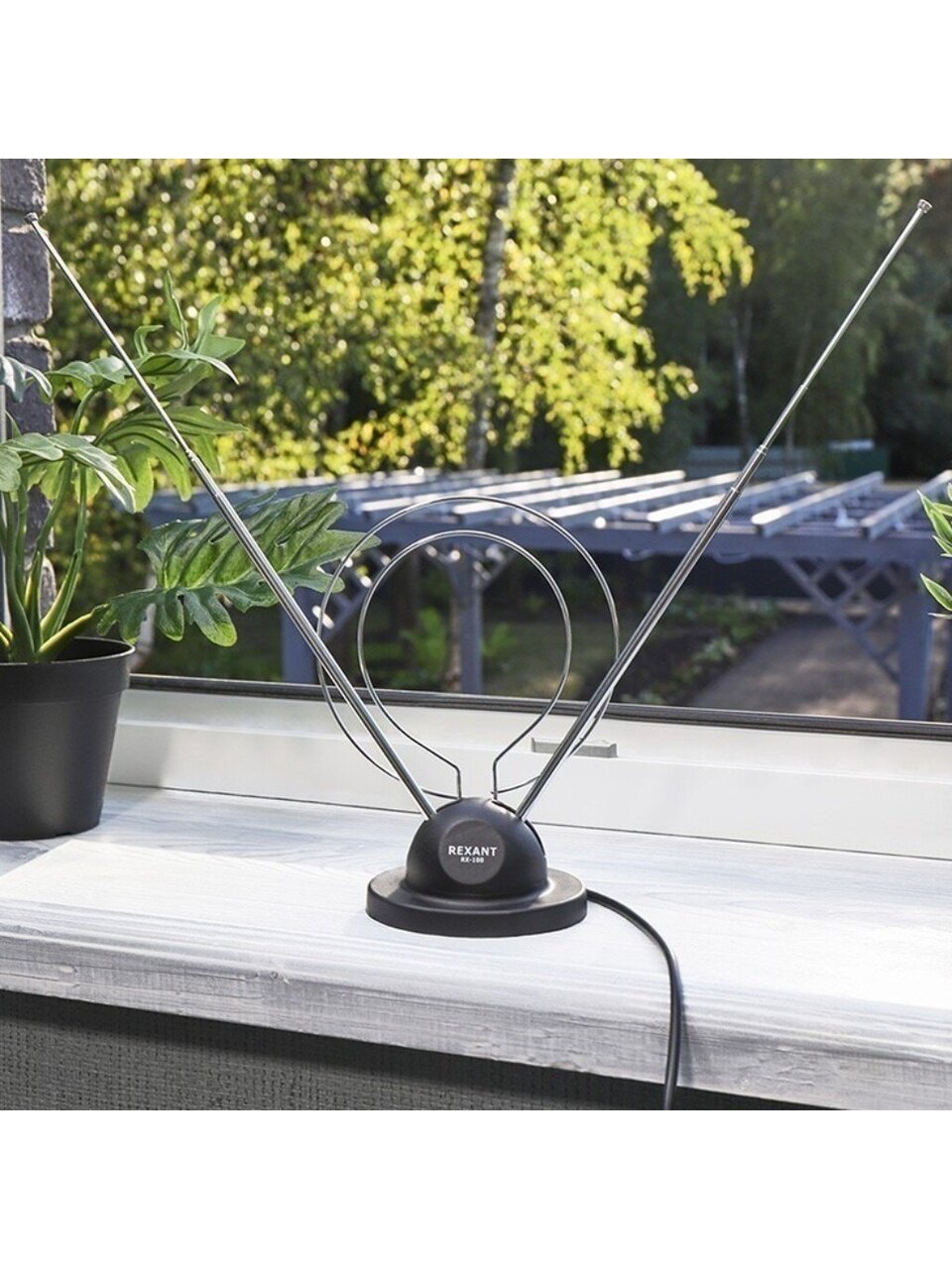 Антенна телевизионная комнатная, DVB-T2, 3.5 дБ, 1 м, цифровое тв, Rexant, RX-100, телескопическая, 34-0100