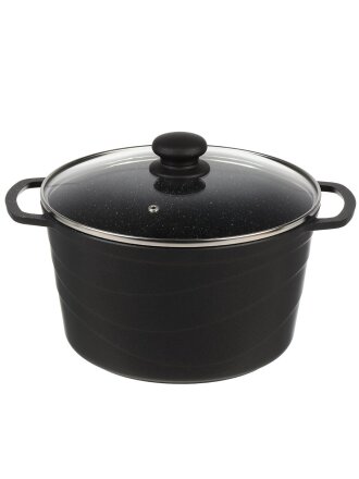 Кастрюля алюминий, антипригарное покрытие, 5 л, крышка стекло, Нева Металл Посуда, Гранит, L186650i, индукция