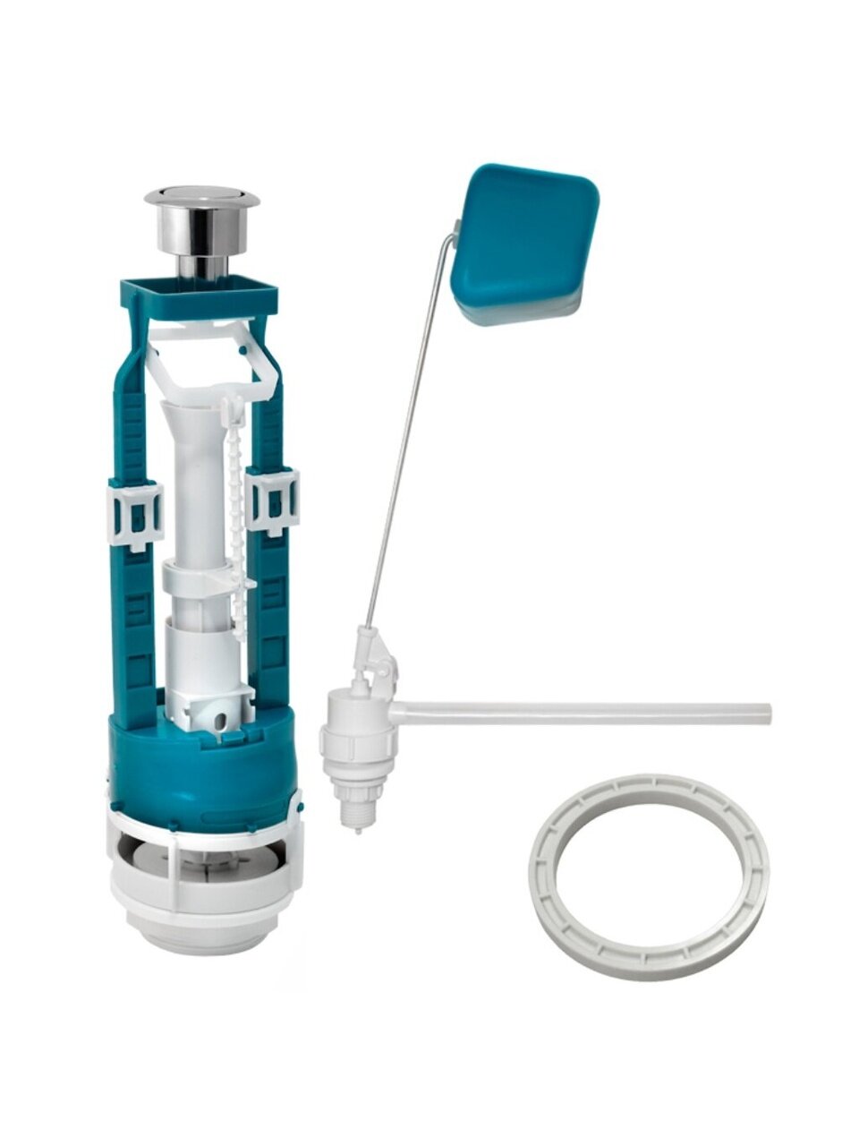 Арматура для бачка унитаза боковая, 1/2&amp;quot;, кнопочная, хром, Инкоэр, СБ1-Бм-А-В