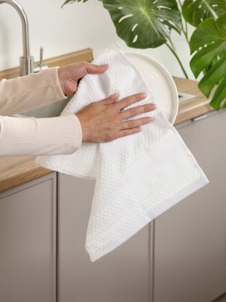 Полотенце кухонное махровое, 30х50 см, 400 г/м2, 100% хлопок, Silvano, Piano, белое, Узбекистан