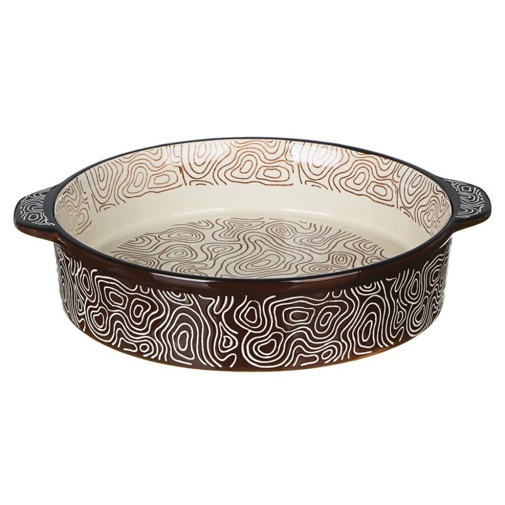 Форма для запекания керамика, 25х25х6 см, круглая, шоколадная, Millimi, 826-328