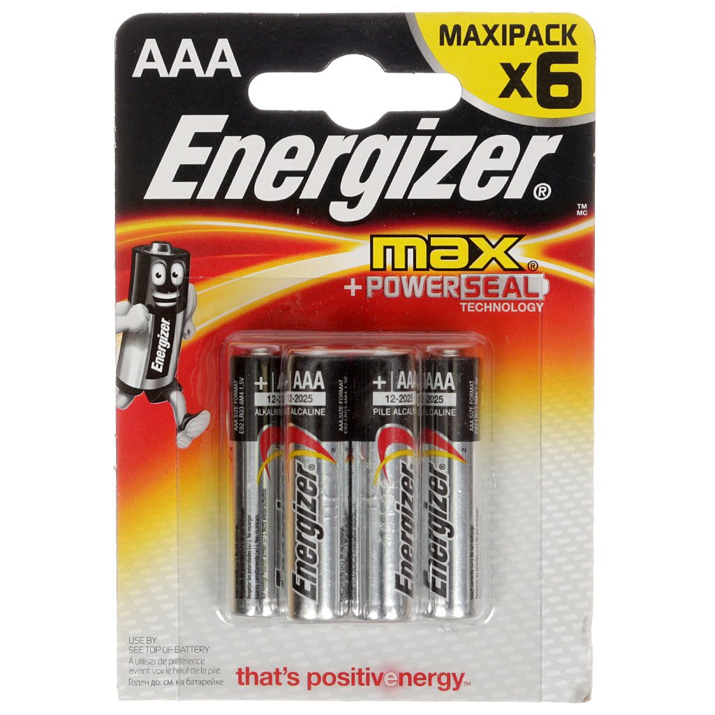 6 Piles Alcaline Energizer Max AAA / LR03