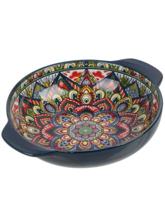 Салатник фарфор, круглый, 6 см, 25х20.5х6 см, с ручками, Arabesque, Nouvelle Home, 860083, синий