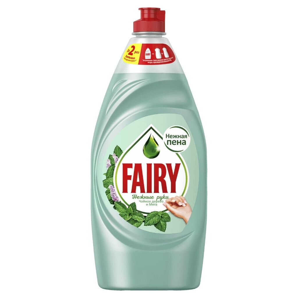 Средство для мытья посуды Fairy, Нежные руки Чайное дерево и мята, 900 мл средство для мытья посуды fairy platinum арбуз 650 мл