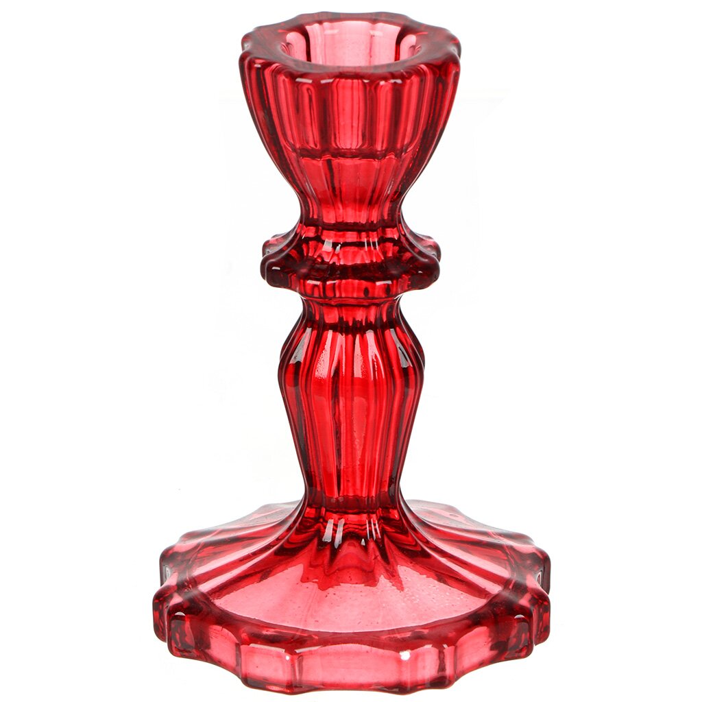 Подсвечник стекло, 1 свеча, 15.7 см, красный, Calipso, Праздник, SLB04 подсвечник villaseta красный 35 см
