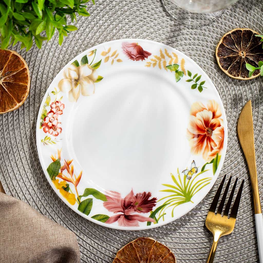 Тарелка десертная, стеклокерамика, 18 см, круглая, Тропикана, Daniks, HP70 тарелка десертная керамика 20 см круглая белый мрамор daniks