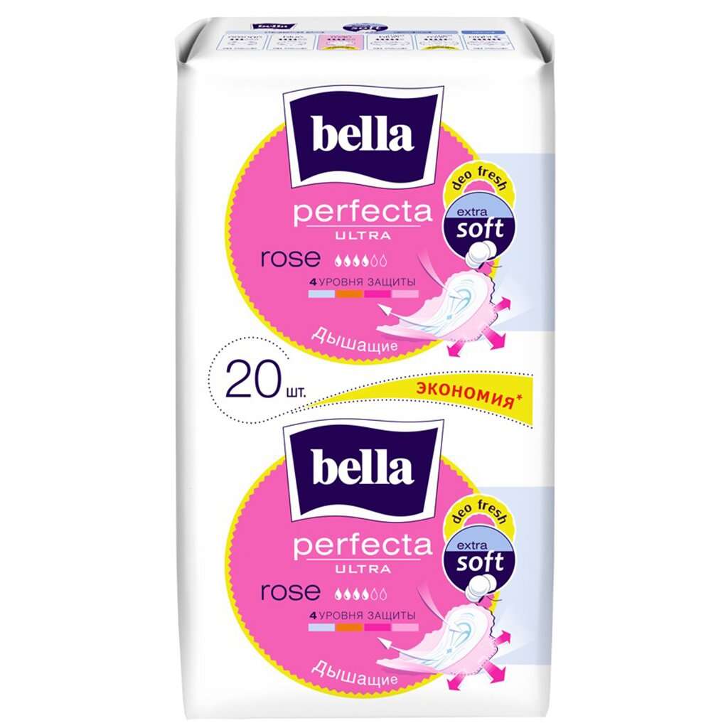 Прокладки женские Bella, Perfecta Ultra Rose, ежедневные, 20 шт, BE-013-RW20-205 прокладки женские bella perfecta ultra blue 10 шт супертонкие be 013 rw10 275
