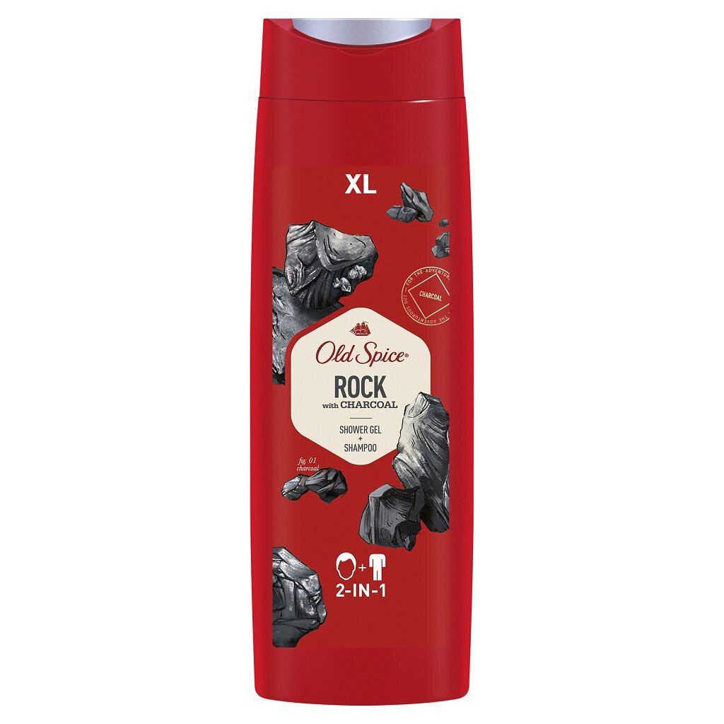 Гель для душа и шампунь Old Spice, 2 в 1 Rock with Charcoal, для мужчин, 400 мл