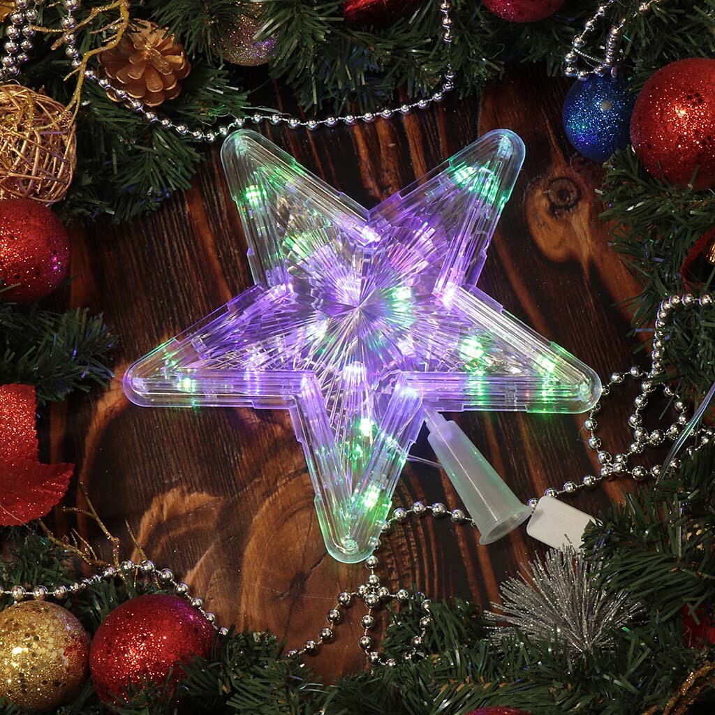 Гирлянда Звезда, полимер, на верхушку ели 22см, LED, SYDA-0420127 ёлочное украшение звезда пушистая зелёная 9 см
