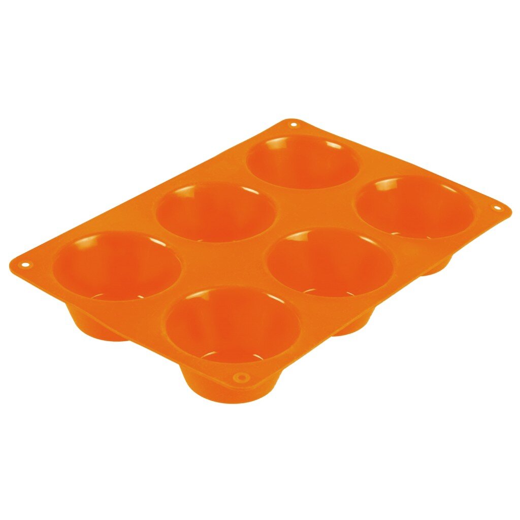 Форма для запекания силикон, 16.8х27.5х3.5 см, прямоугольная, 6 маффинов, оранжевая, Taller, TR-66216 шумовка taller