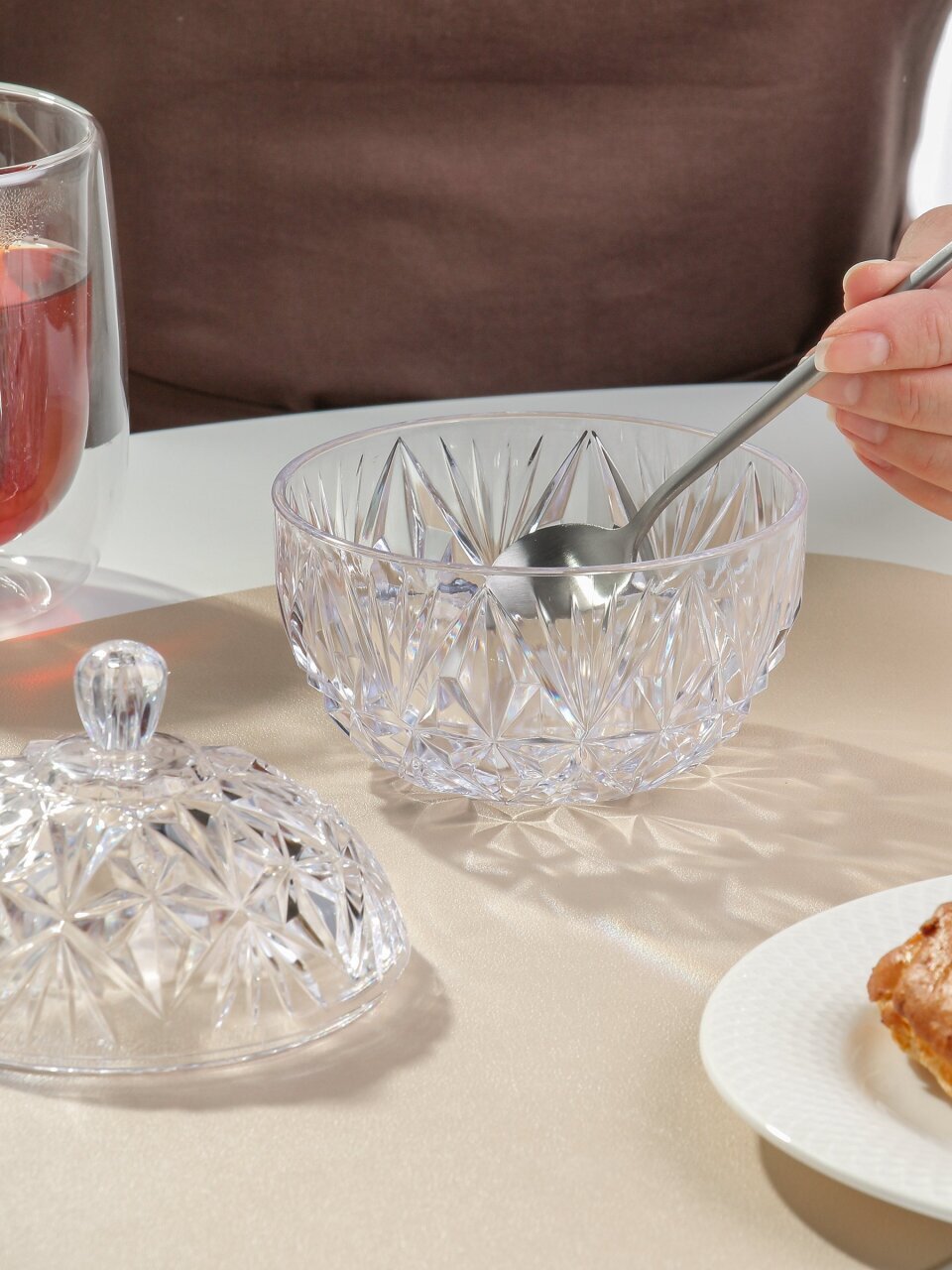 Сахарница 350 мл, пластик, прозрачная, Альтернатива, Шарм, М7333