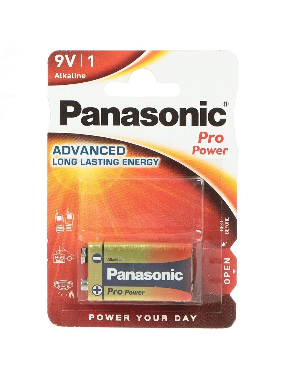 Батарейка Panasonic, 9V (6LR61), Pro Power, щелочная, 9 В, блистер, УТ-00000276