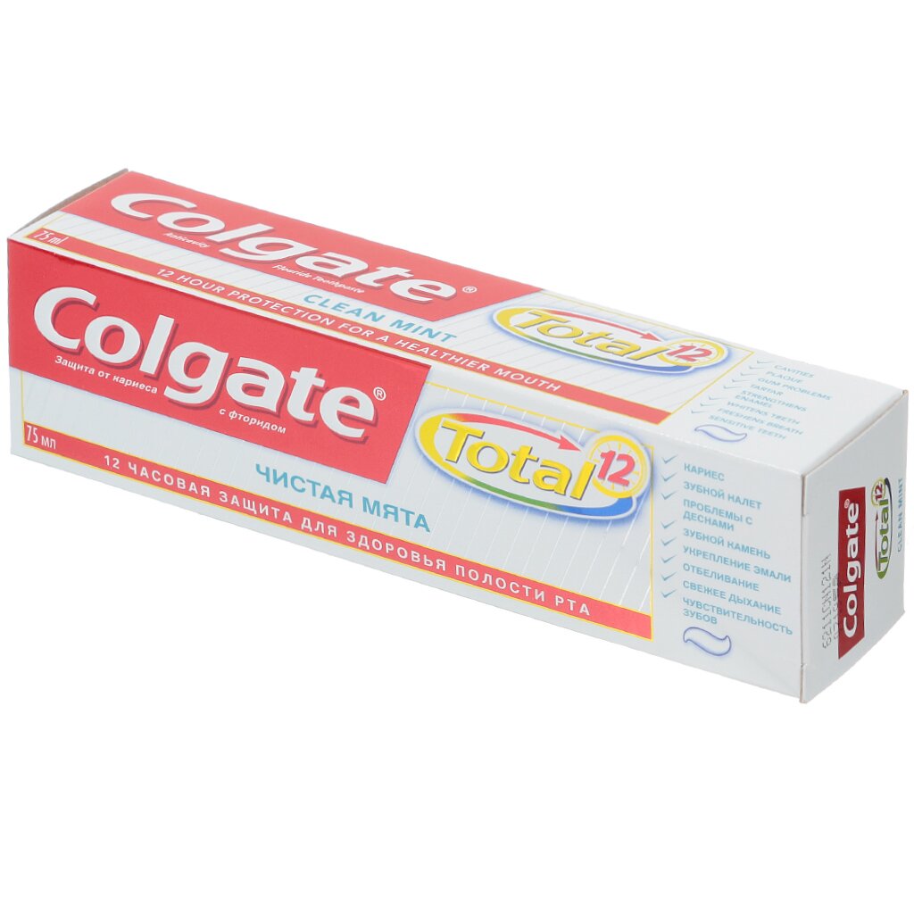 Зубная паста Colgate, Total 12 Чистая мята, 75 мл