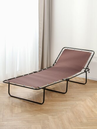 Раскладушка 192х72.5х27 см, 80 кг, Лаура, В09, жесткая, сталь, текстилен, в ассортименте
