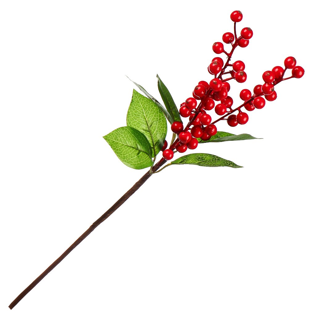 Цветок искусственный декоративный Ветвь с ягодами, 40 см, красный, Y4-7948
