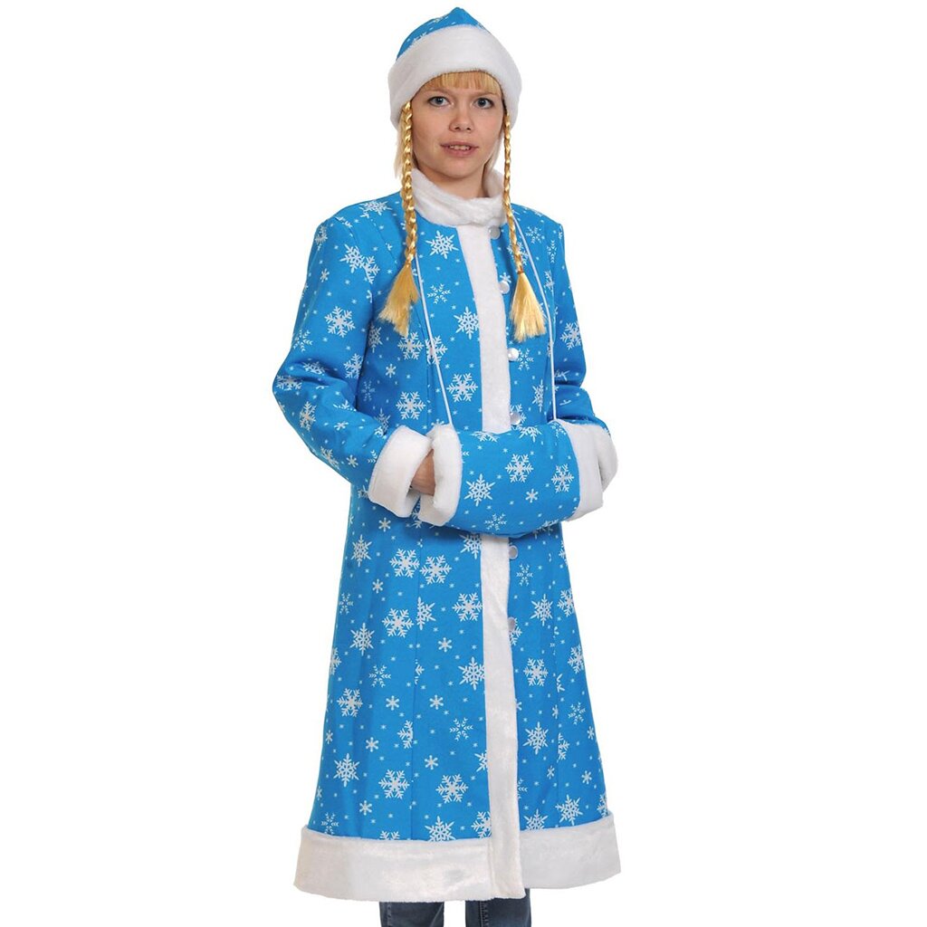 Карнавальный костюм Снегурочка, шубка, шапка, муфта, плюш, M/46-48/165, 388054