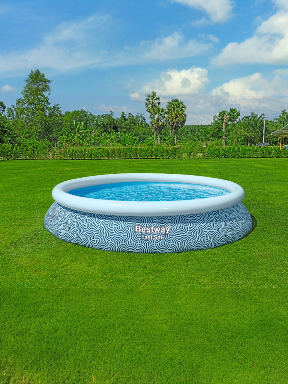 Бассейн надувной Bestway, 457х84 см, Фаст Сэт комплект, 57313, фильтр-насос, 9677 л
