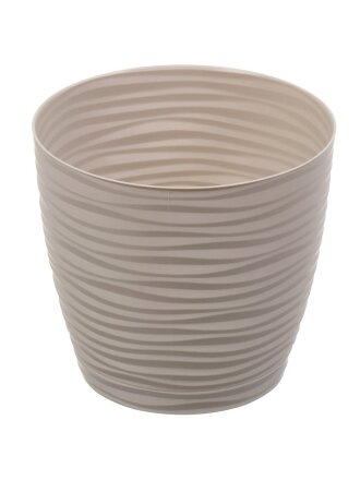 Горшок для цветов пластик, 1.7 л, 15х14 см, с поддоном, кремовый, Idea, Дюна, М 3068