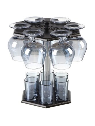 Набор для спиртного 12 предметов, стекло, 6 бокалов для бренди 250 мл, 6 стопок 50 мл, с баром, Glasstar, Черное море, B_O_RNBS_1740_22