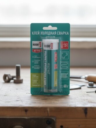 Клей KUDO, 60 г, холодная сварка, эпоксидный, двухкомпонентный, для стали, KU-H102