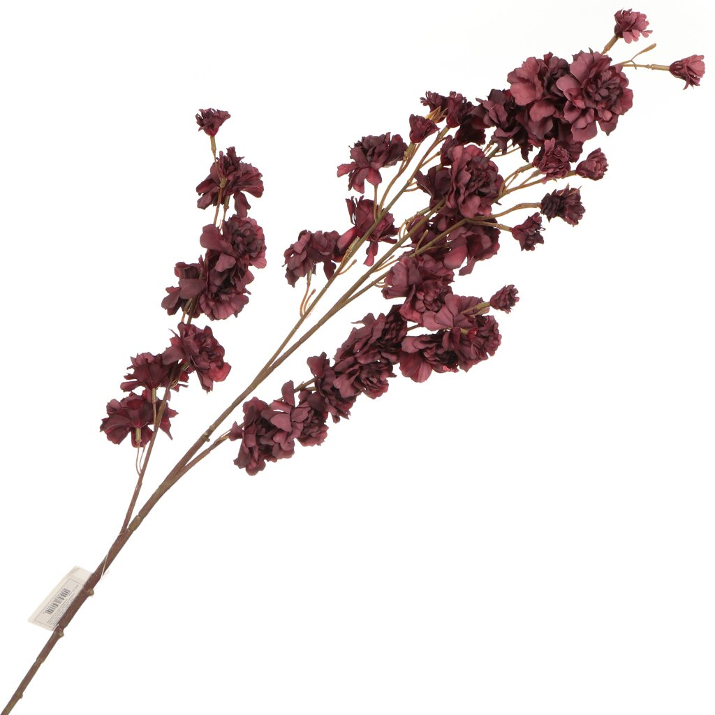 Цветок искусственный декоративный Ветвь цветущая, 100 см, бордовый, Y3-1534