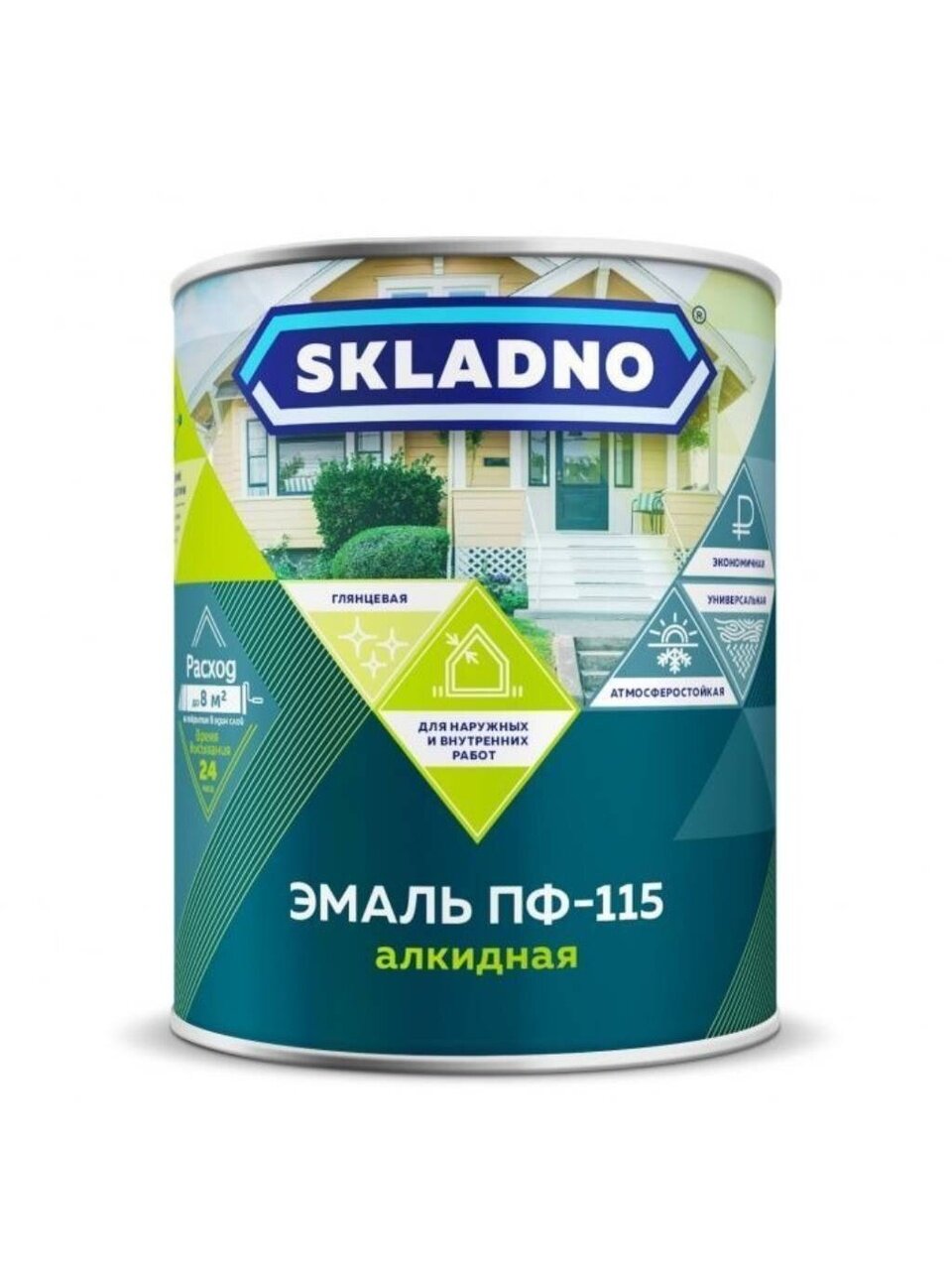 Эмаль Skladno, ПФ-115 Пром, алкидная, глянцевая, синяя, 5.5 кг