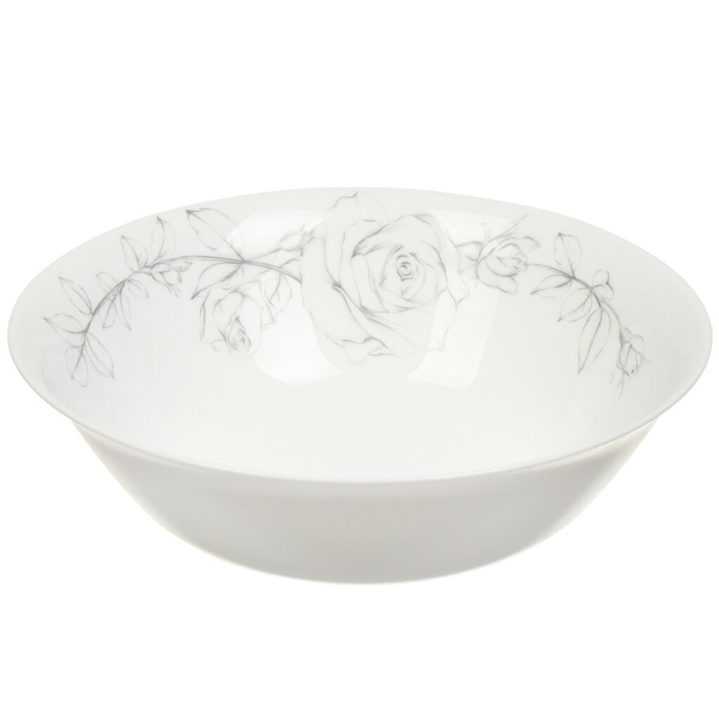 Салатник стекло, круглый, 23 см, Эскиз розы, NRW90T/4, белый