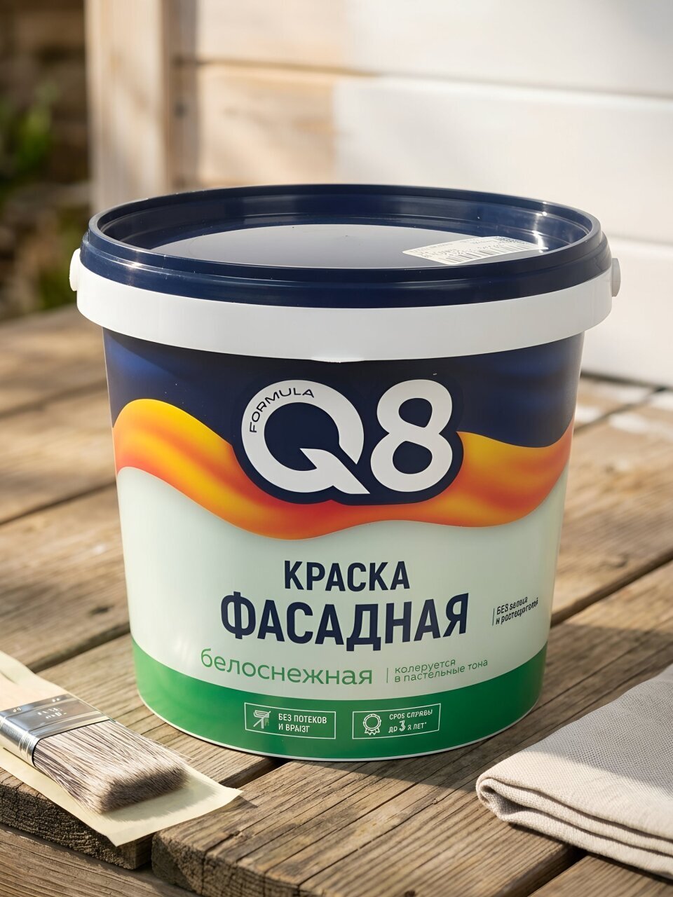 Краска водно-дисперсионная, Formula Q8, акриловая, фасадная, матовая, белая, 1.4 кг