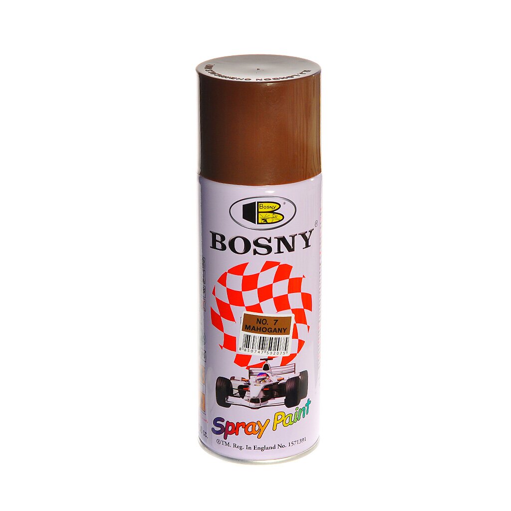 Краска аэрозольная, Bosny, №7, акрилово-эпоксидная, универсальная, глянцевая, коричневая, 0.4 кг краска новбытхим бт 177 битумная универсальная полуглянцевая бронзовая 0 5 л