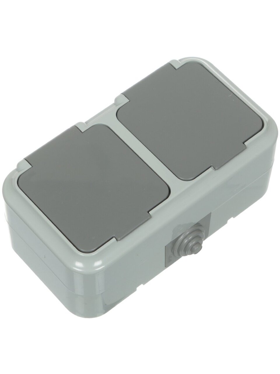 Розетка открытой установки, 2 гнезда, с заземлением, 16 А, пластик, IP54, серая, БелТИЗ, РА16-303/03, БП000002100