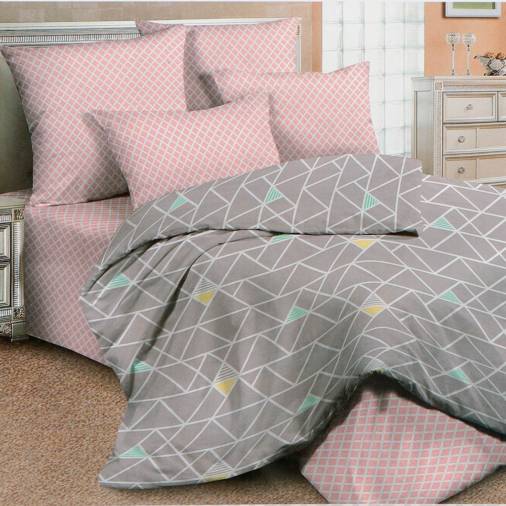 Постельное белье семейное, простыня 215х240 см, 2 наволочки 70х70 см, 2 пододеяльника 145х215 см, Guten Morgen, бязь, Эдельвейс 806