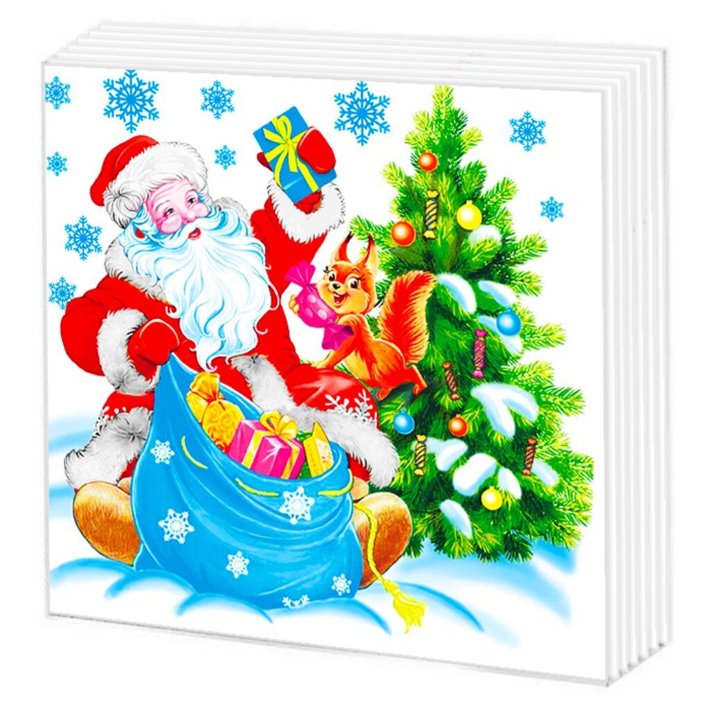 Салфетки бумажные Гармония Цвета, Дед Мороз, 50 шт, 1 слой, 24х24 см