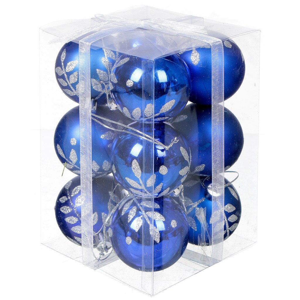 Елочный шар 12 шт, синий, 6 см, SYCB17-605