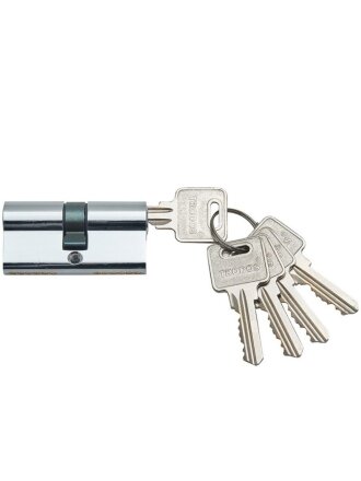 Личинка замка двери Trodos, ЦМ, 209214, 80 мм, хром, блистер, 5 ключей
