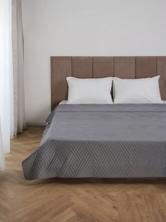 Покрывало евро, 220х240 см, 100% полиэстер, стеганое, Silvano, Сетка, темно-серое