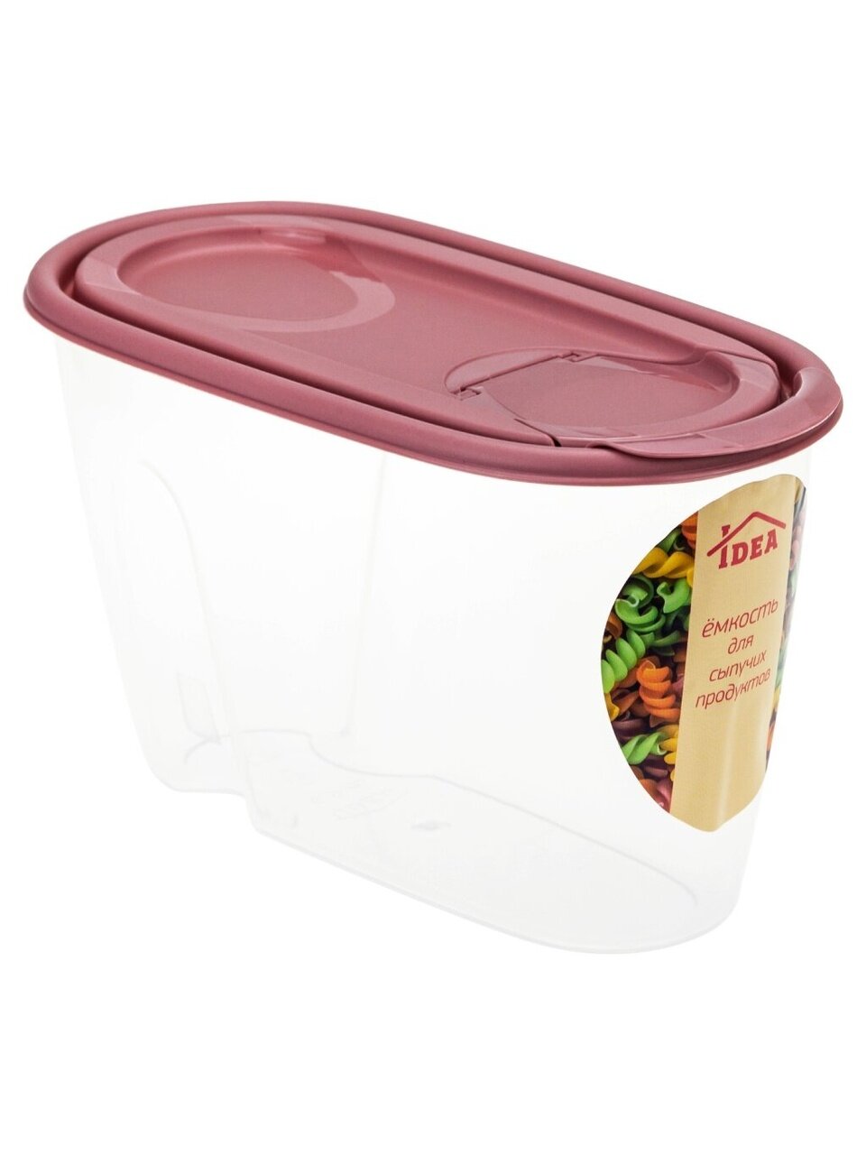 Банка для сыпучих продуктов, пластик, 0.9 л, 11 см, с крышкой, Idea, М1220, ягодная