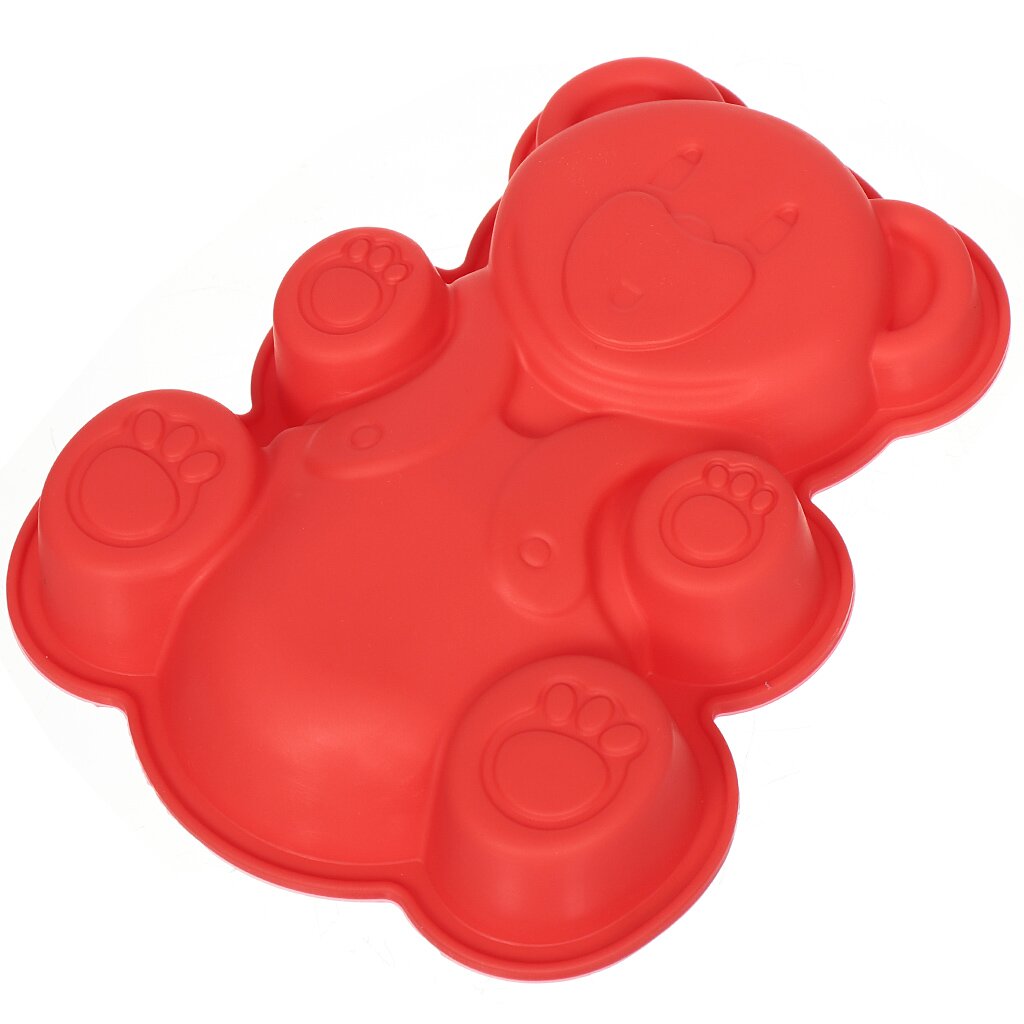 Форма для запекания силикон, 16.5х20 см, фигурная, красная, Медведь, Y3-1314 форма для запекания силикон 16 5х20 см фигурная красная медведь y3 1314