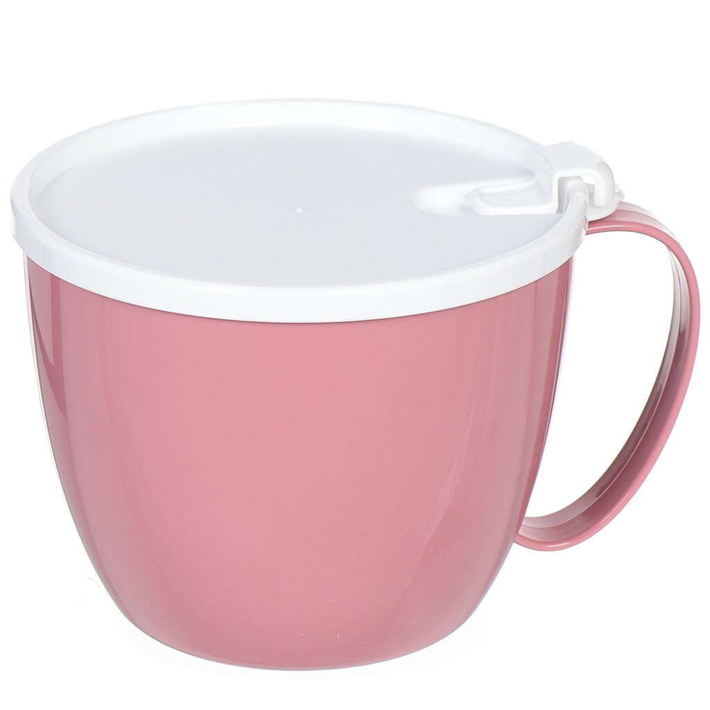 Кружка пластик, 700 мл, с крышкой, Idea, М1214, ягодная стакан детский 500 мл с крышкой и трубочкой пластик розовый кошечка cat