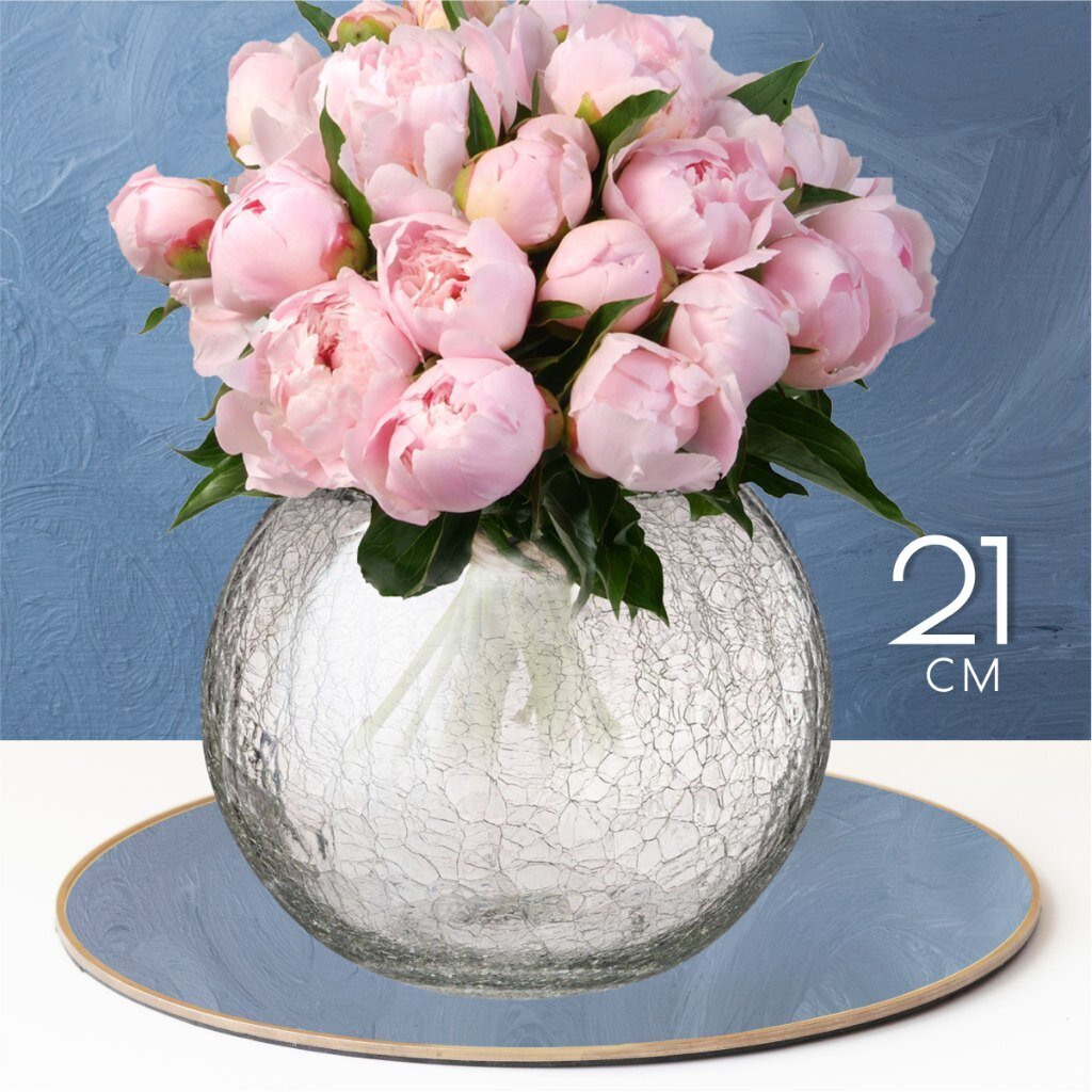 Ваза стекло, настольная, 21 см, Cracle White, 380-636, шар