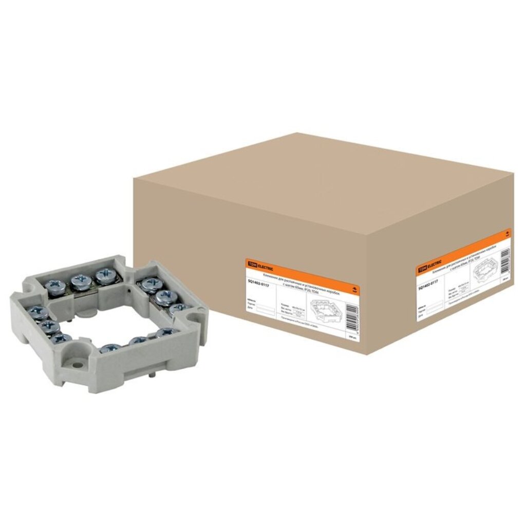 Клеммник для распаячных и установочных коробок, шаг 60 мм, TDM Electric, SQ1402-0117 канал соединитель для установочных коробок rexant