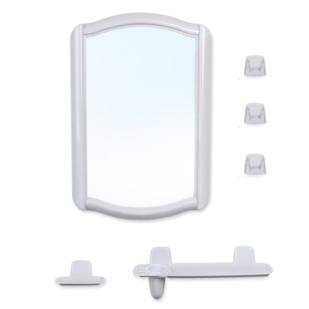 Зеркало 35х52 см, прямоугольное, белый мрамор, с полочкой, Berossi, НВ 04604000 зеркало настенное 45х45 см пластик круглое y4 5302