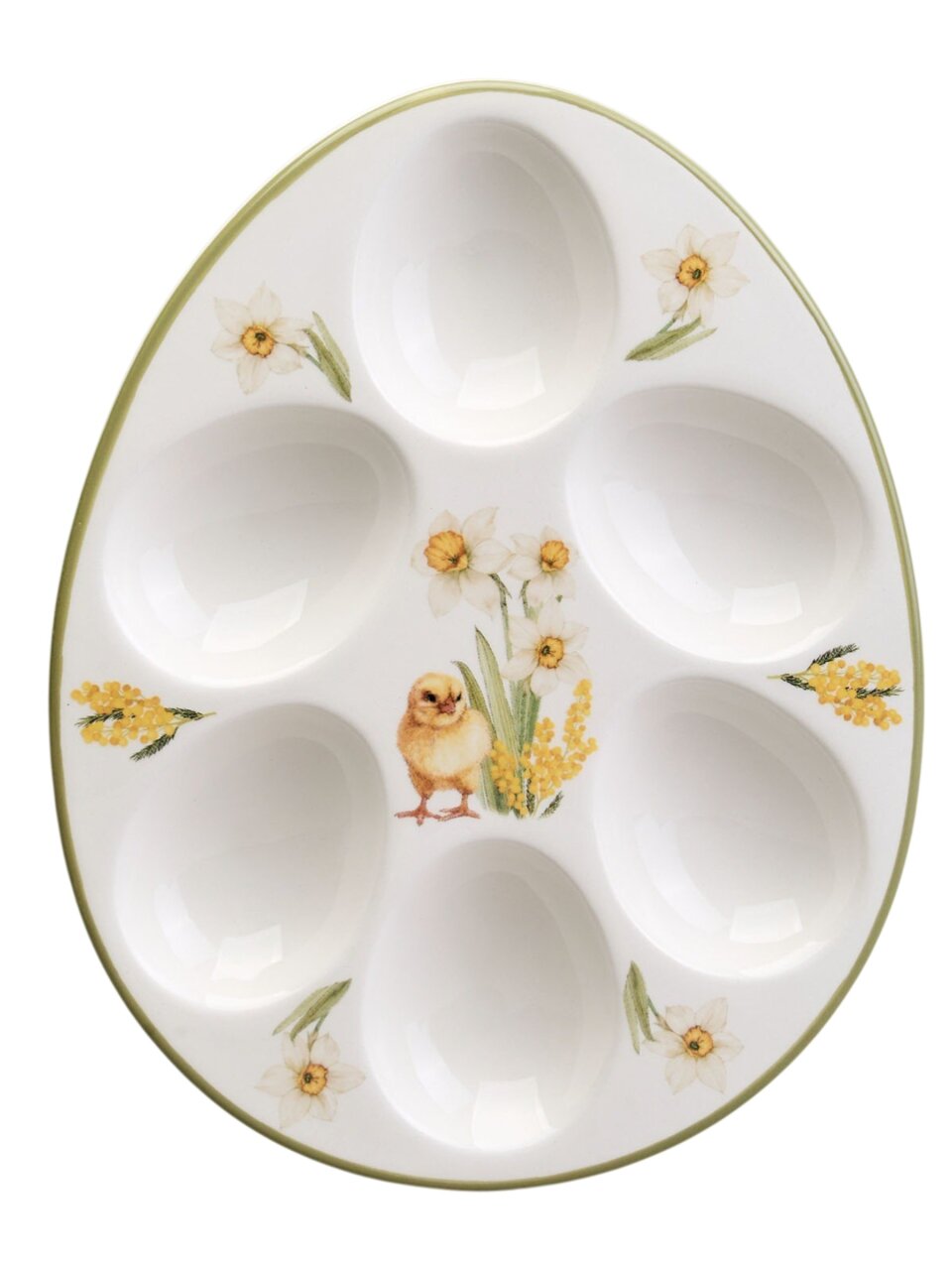 Блюдо керамика, для яиц, 16х20.5х2.5 см, 6 ячеек, Sunday, Agness, 358-2314