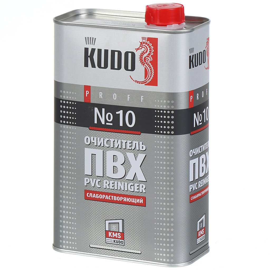 Очиститель для ПВХ, Proff №10, 1 л, KUDO, слаборастворяющий очиститель для пвх proff 5 1 л kudo сильнорастворяющий