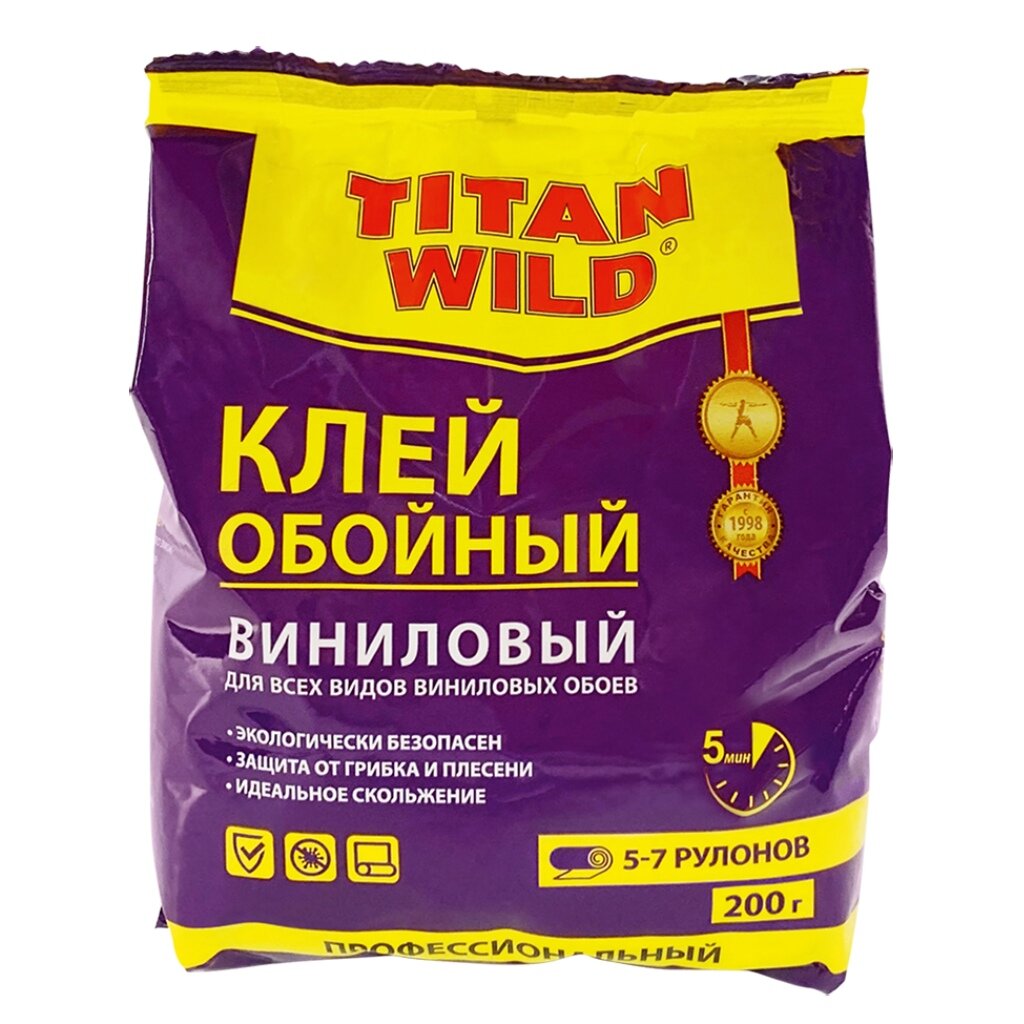 Клей для виниловых обоев, Titan Wild, 200 г, пакет, TWV200-SP клей titan wild универсальный 1 л