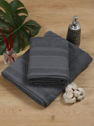 Полотенце банное 50х90 см, 100% хлопок, 600 г/м2, Пабло, Silvano, темно-серое, Узбекистан