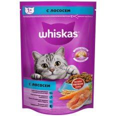 Корм для животных Whiskas, 350 г, для взрослых кошек 1+, сухой, лосось, подушечки с паштетом, пакет