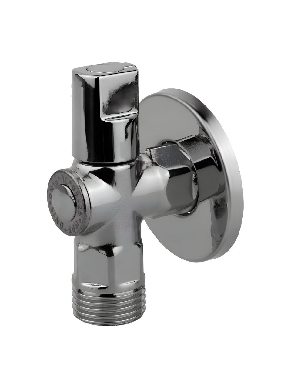 Кран для бытовой техники, 1/2&amp;quot;, ш-ш, латунь, угловой, круглая ручка, DN 15, шаровой универсальный, ГОСТ, Хром-Polish, MasterProf
